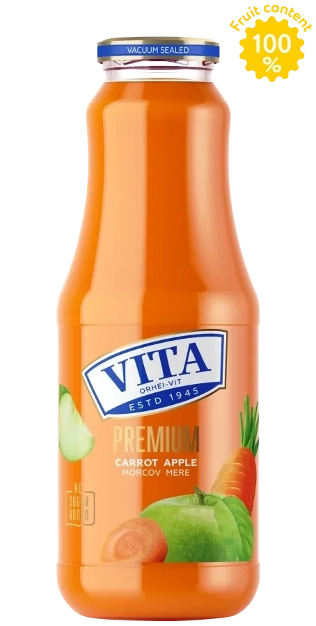 Suc Vita Premium Morcov–Mere 1 L – sticlă