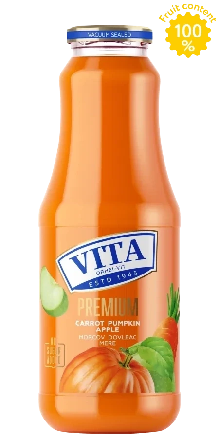 Suc Vita Premium Morcov–Dovleac–Mere 1 L – sticlă