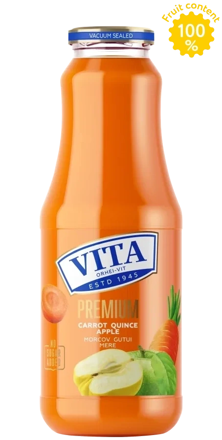 Suc Vita Premium Morcov–Gutui–Mere 1 L – sticlă