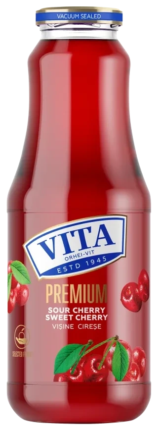 Suc Vita Premium Vișine–Cireșe 1 L – sticlă