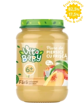 Vita Baby Piure de piersici cu frișcă – borcan